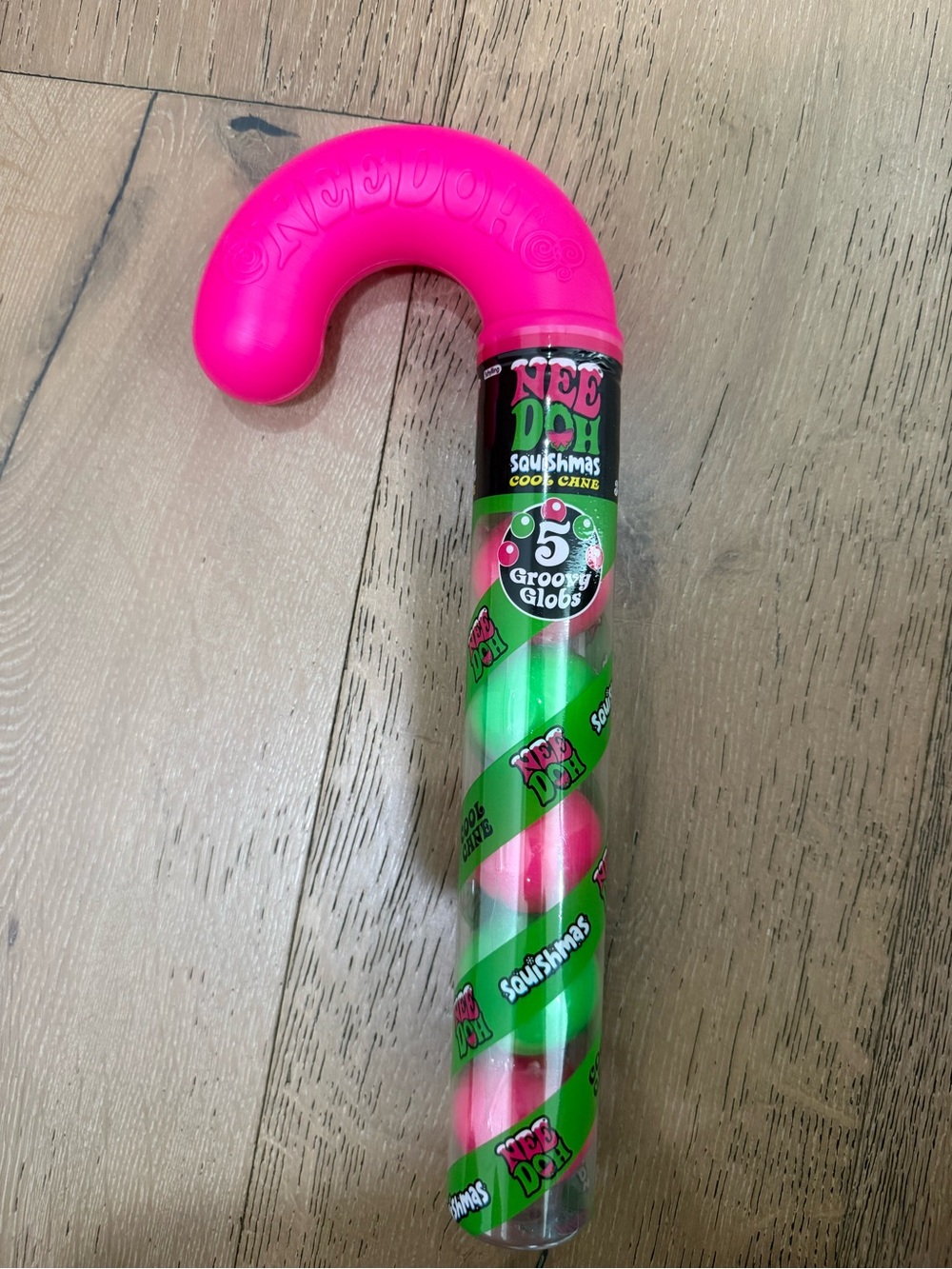 NeeDoh-Groovy Globs Squishmas Cool Cane - Pink & Green